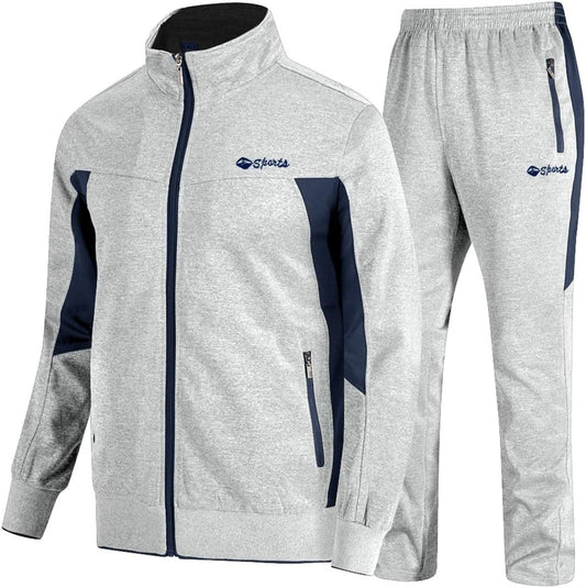 Men'S Tracksuit Athletic Sports Casual Full Zip Sweatsuit